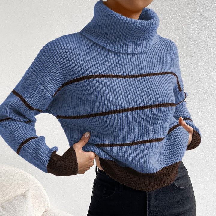 Sweater women with high collar and striped pattern Lune London