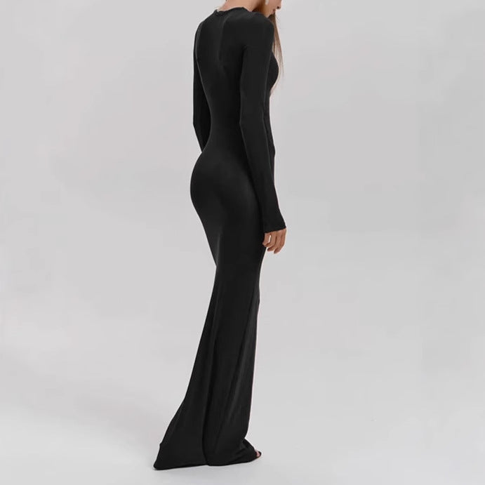 Women's Elegant Long Sleeve Maxi Dress with Figure-Shaping Cut and High Comfort Lune London