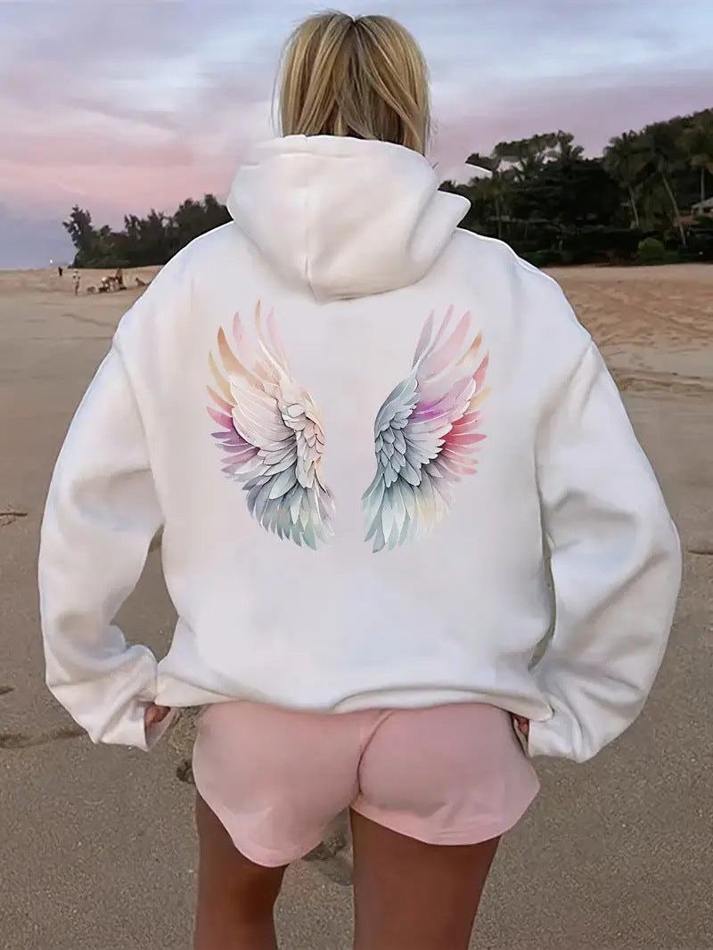 Women's hoodie sweatshirt with imaginative wing motif Chic & Stil
