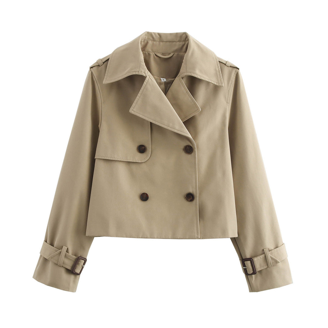 Elegant short jacket for women with double row of buttons and adjustable belt Lune London