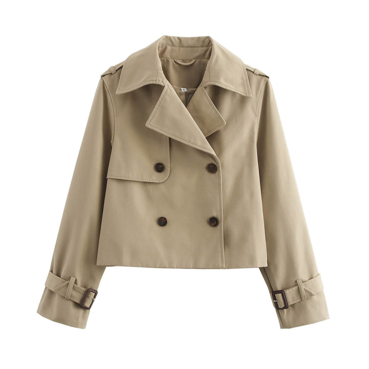 Elegant short jacket for women with double row of buttons and adjustable belt Lune London