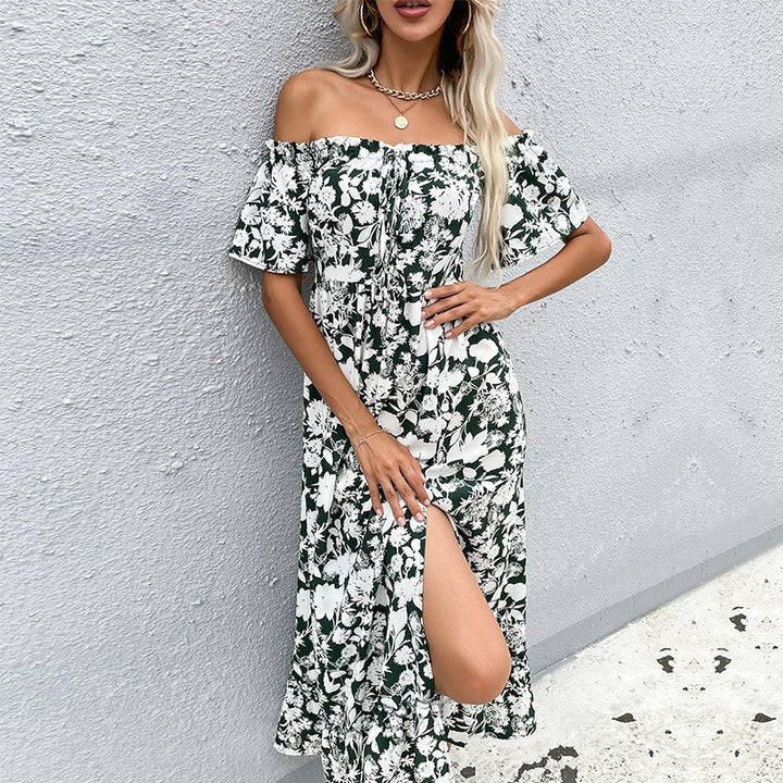 Lune London Off-the-Shoulder Floral Maxi Dress for Women with Side Slit