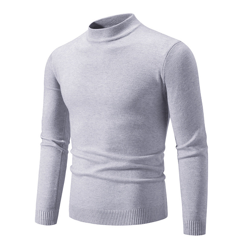 Men's Fine Knit Pullover with High Collar and Elastic Cuffs Lune London