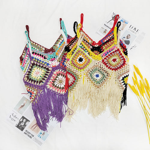 Lune London Crocheted Fringe Crop Top for Women