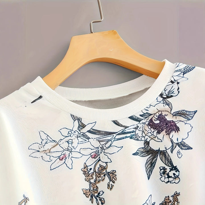 Sweat-shirt femme avec impression florale et coupe décontractée Chic & Stil