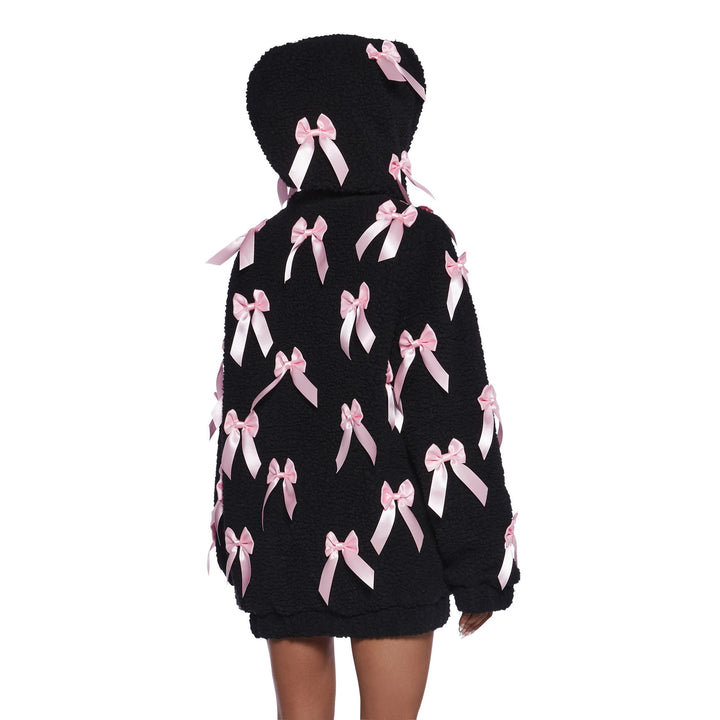 Fleece jacket for women with elaborate satin bows Lune London