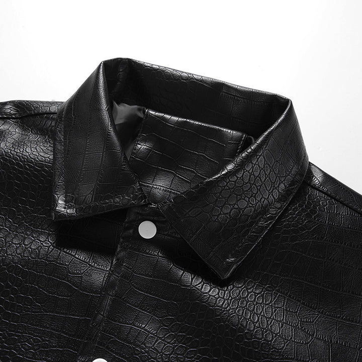 Men's synthetic leather jacket with chic and stylish croc design