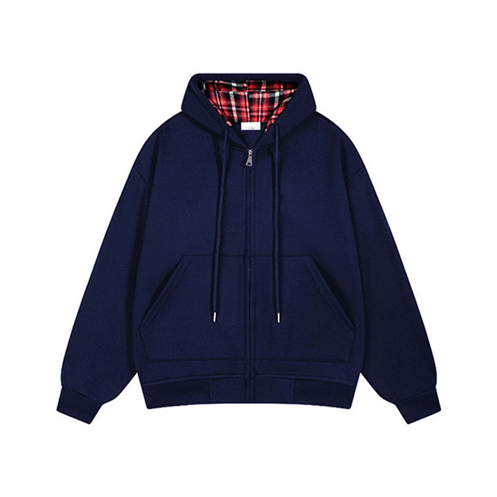 Casual hoodie for women with plaid lining and full zip Lune London