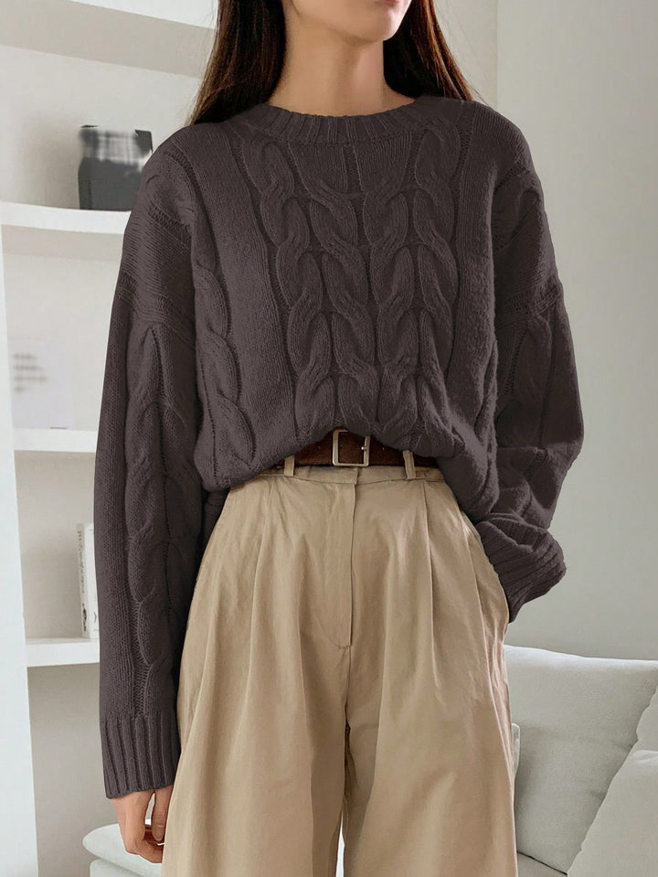 Pull en maille épaisse pour femmes avec motif en câble et coupe décontractée Chic & Stil