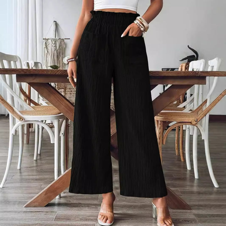Casual and lightweight palazzo pants for women with elastic waistband and practical pockets Lune London