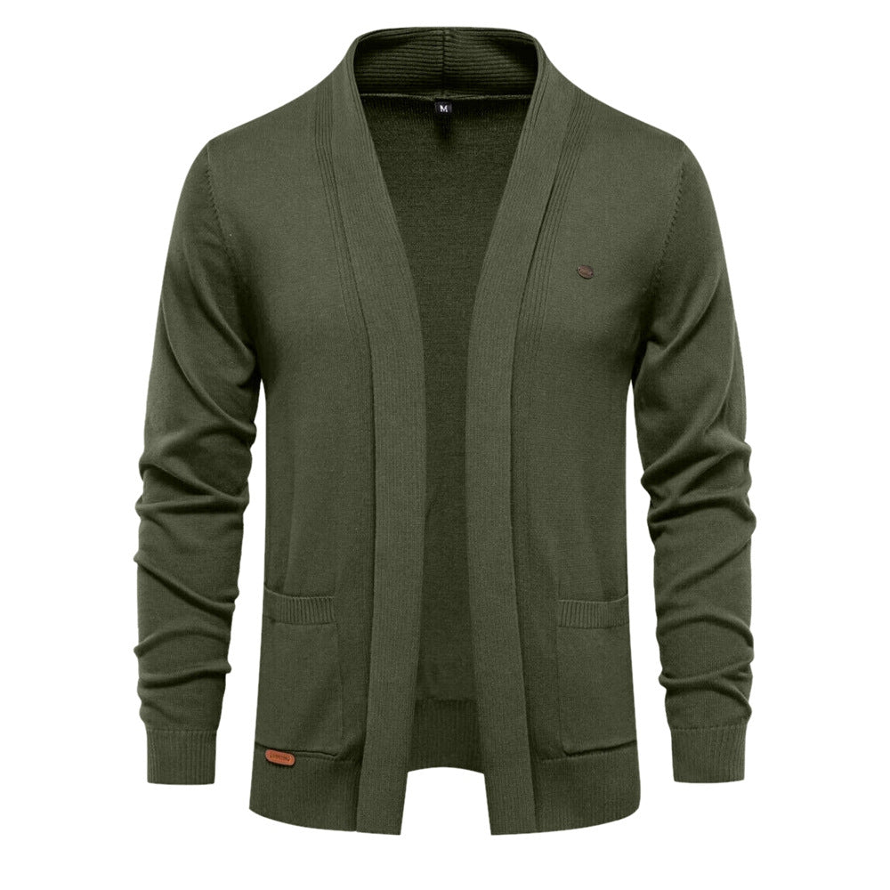 Pleasant knit jacket for men with open collar and practical pockets Lune London