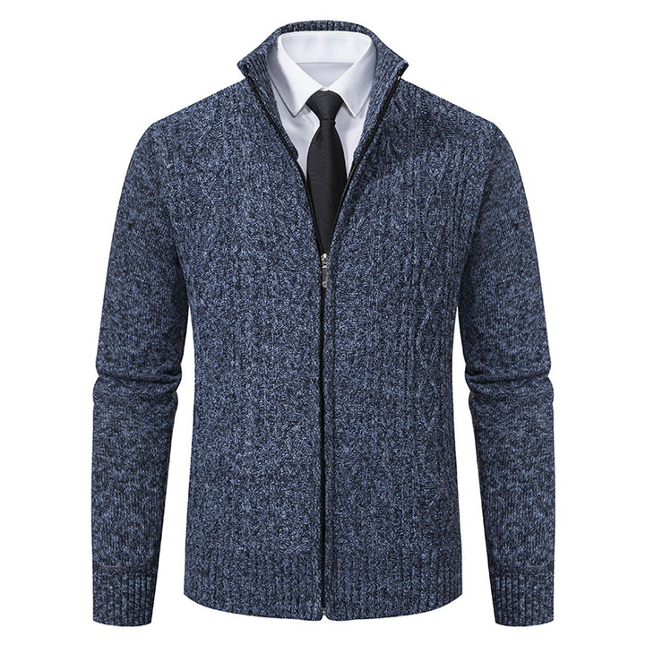 Knit jacket for men with high collar and textured pattern Lune London