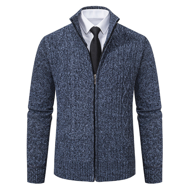 Lune London | Men's Cardigan with Stand-Up Collar and Textured Pattern