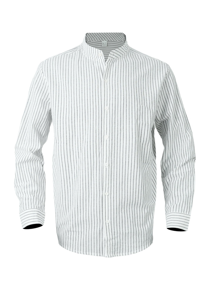 Elegant shirt for men with stand-up collar and fine stripes Lune London