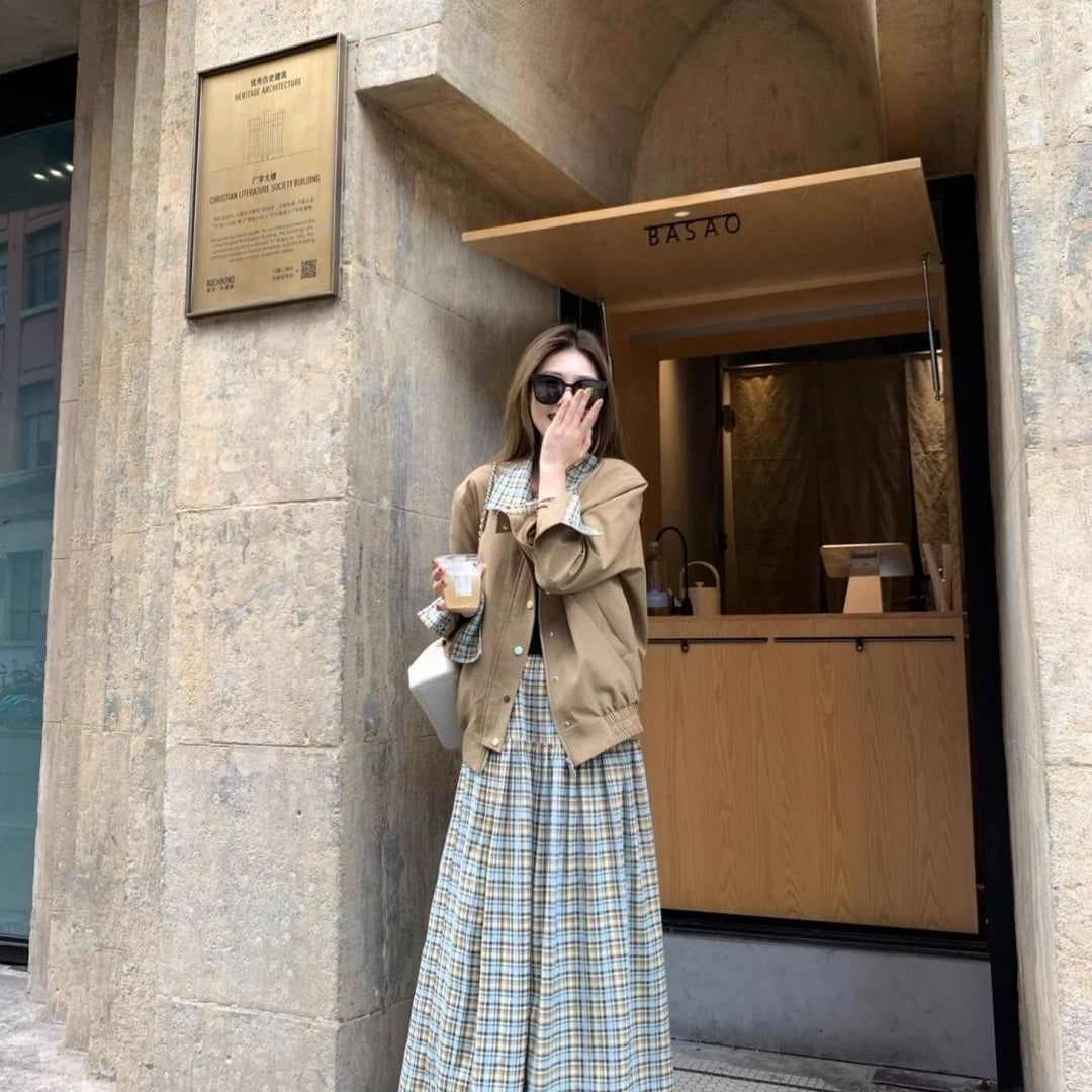 Veste surdimensionnée élégante pour femmes avec motif à carreaux Chic & Stil