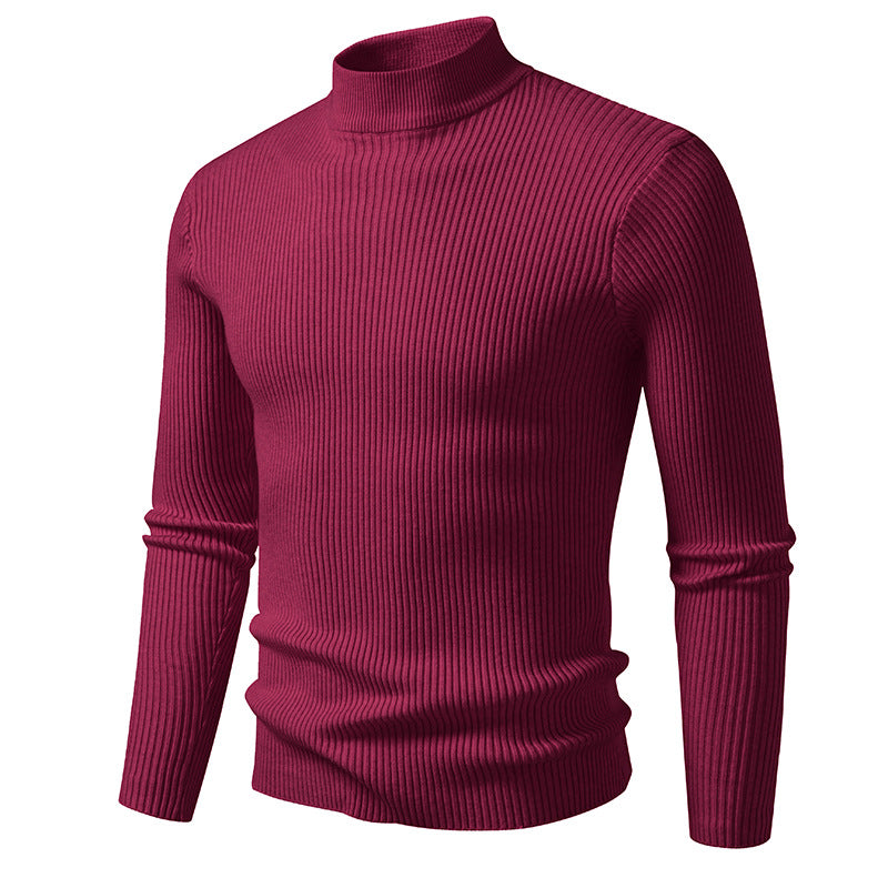 High-quality stretch wool men's turtleneck sweater with ribbed texture Lune London