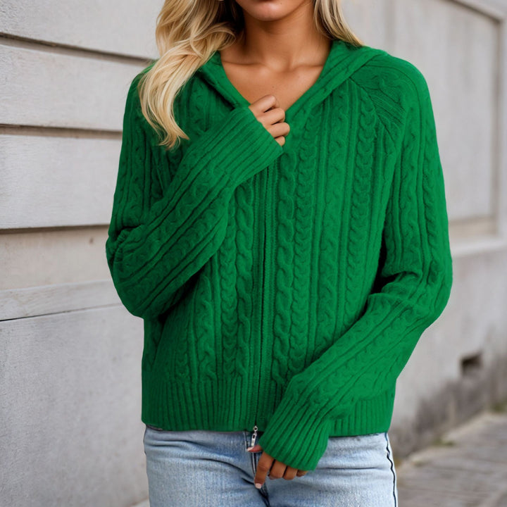 Cardigan for women with hood and detailed twisted knit structure Lune London