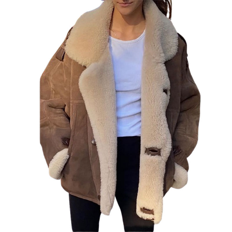 Oversized chic and stylish ladies' suede jacket