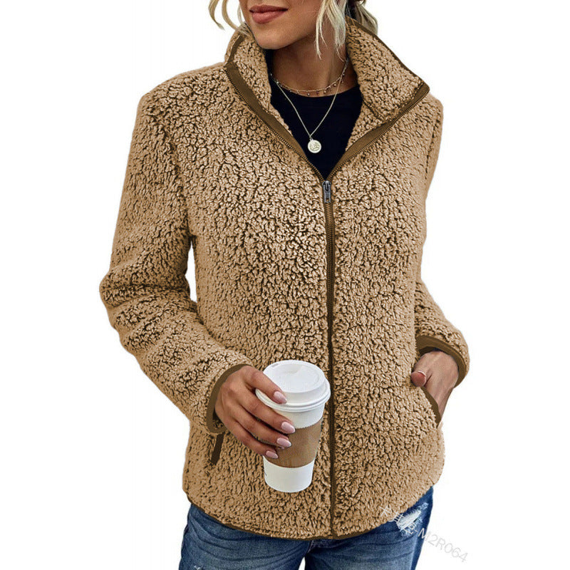 Soft fleece jacket for women with a high collar and side pockets Lune London