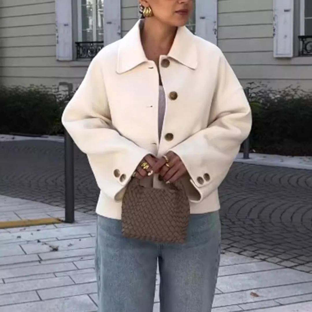 Oversized wool jacket for women with button details and loose fit Lune London