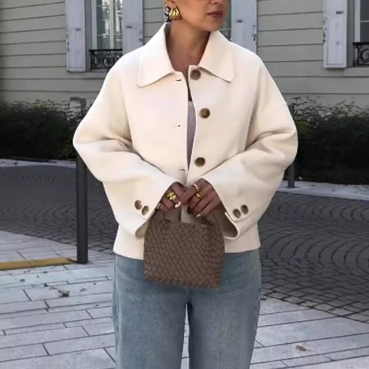 Oversized wool jacket for women with button details and loose fit Lune London