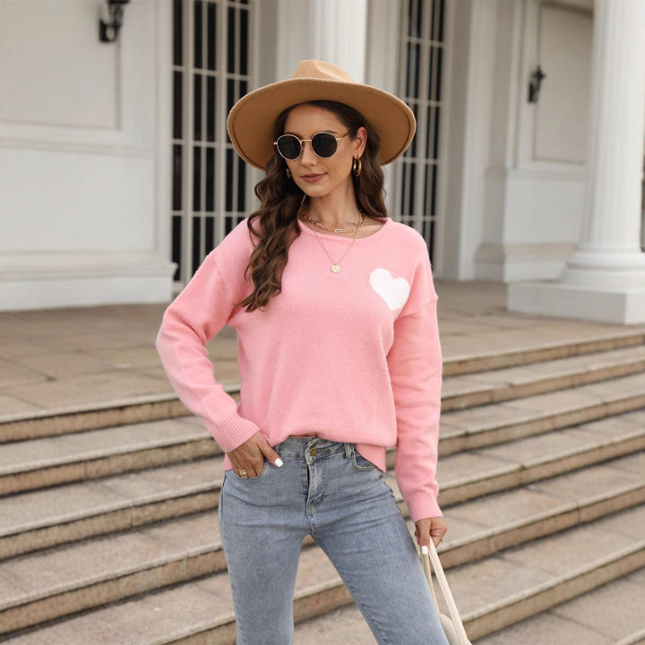 Pull doux pour femmes avec application en forme de cœur Chic & Stil