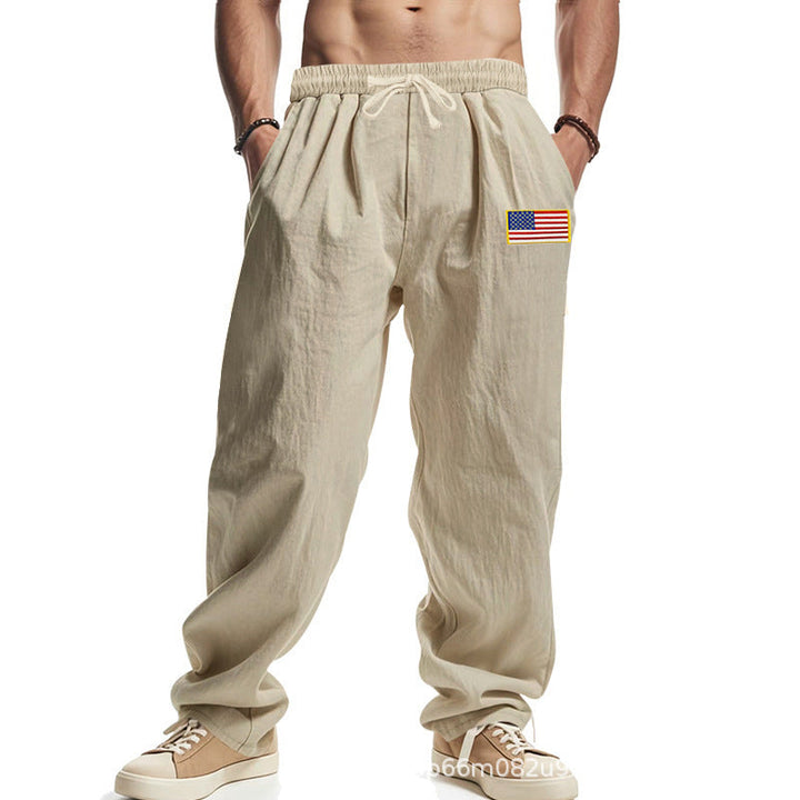Men's Comfortable Leisure Pants with Elastic Waistband and Usa Flag Application Lune London
