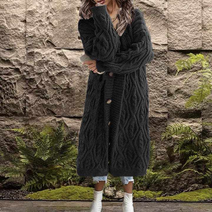Ladies Chunky Knit Cardigan with open design and practical buttons Lune London