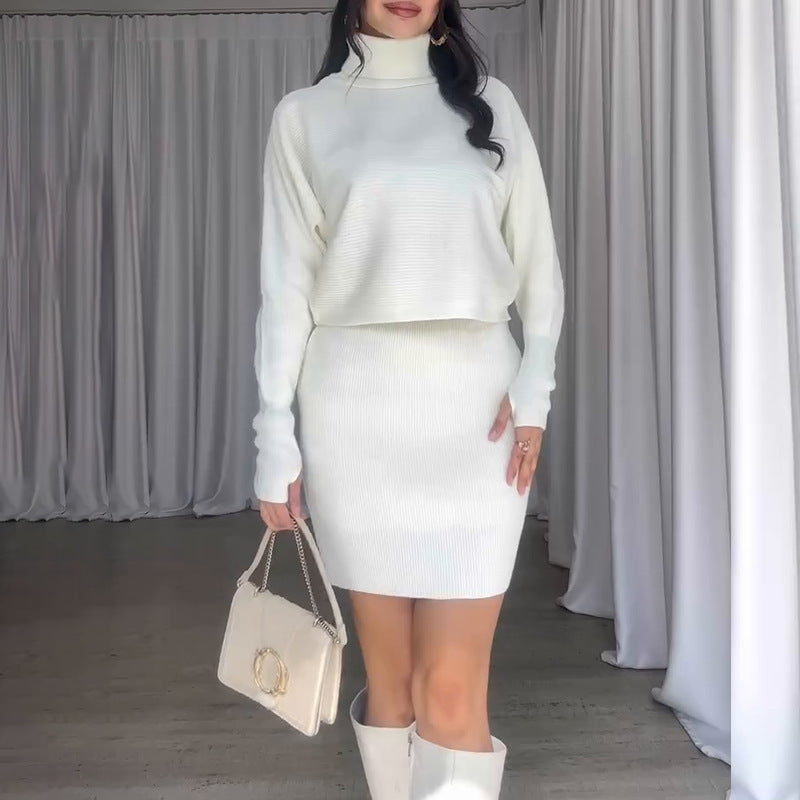 Knitted set for women with turtleneck and bodycon skirt Lune London