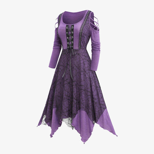 Lune London | Women's Gothic Maxi Dress with Lace Trim and Lacing
