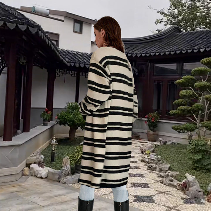 Ladies casual cardigan with chic and stylish striped design
