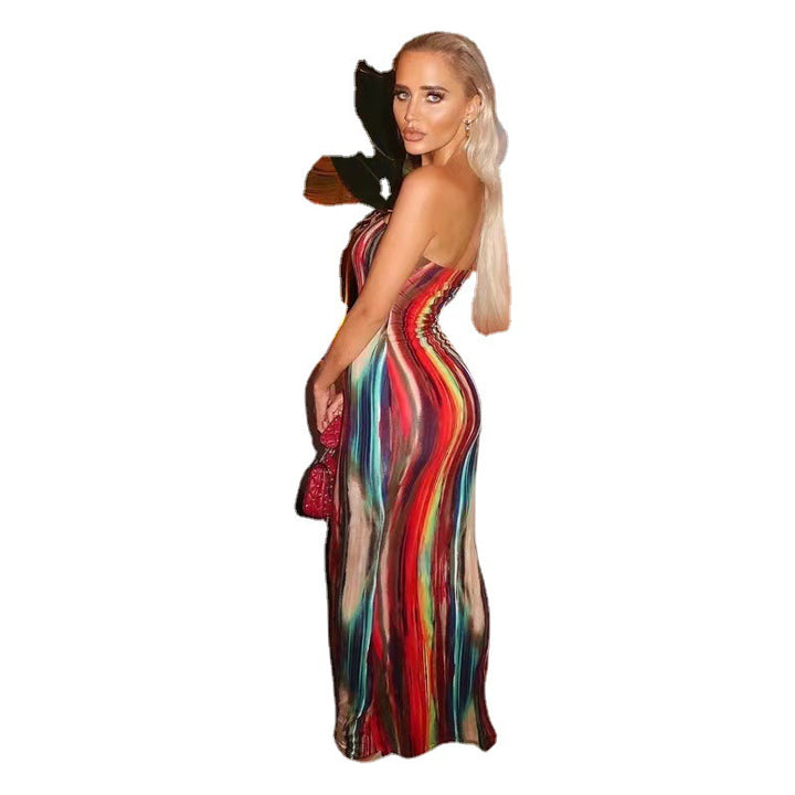 Chic and elegant strapless design bodycon maxi dress for women