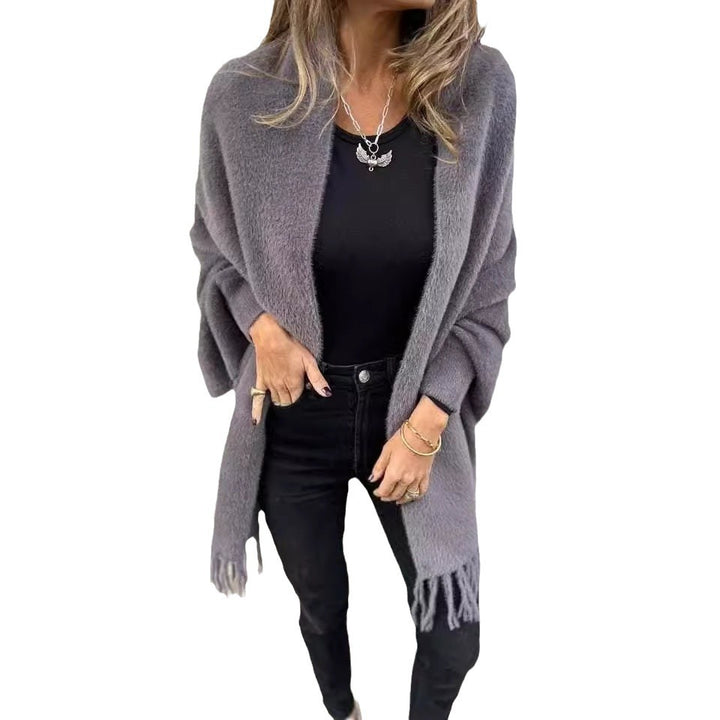 Knit coat for women with fringes Lune London