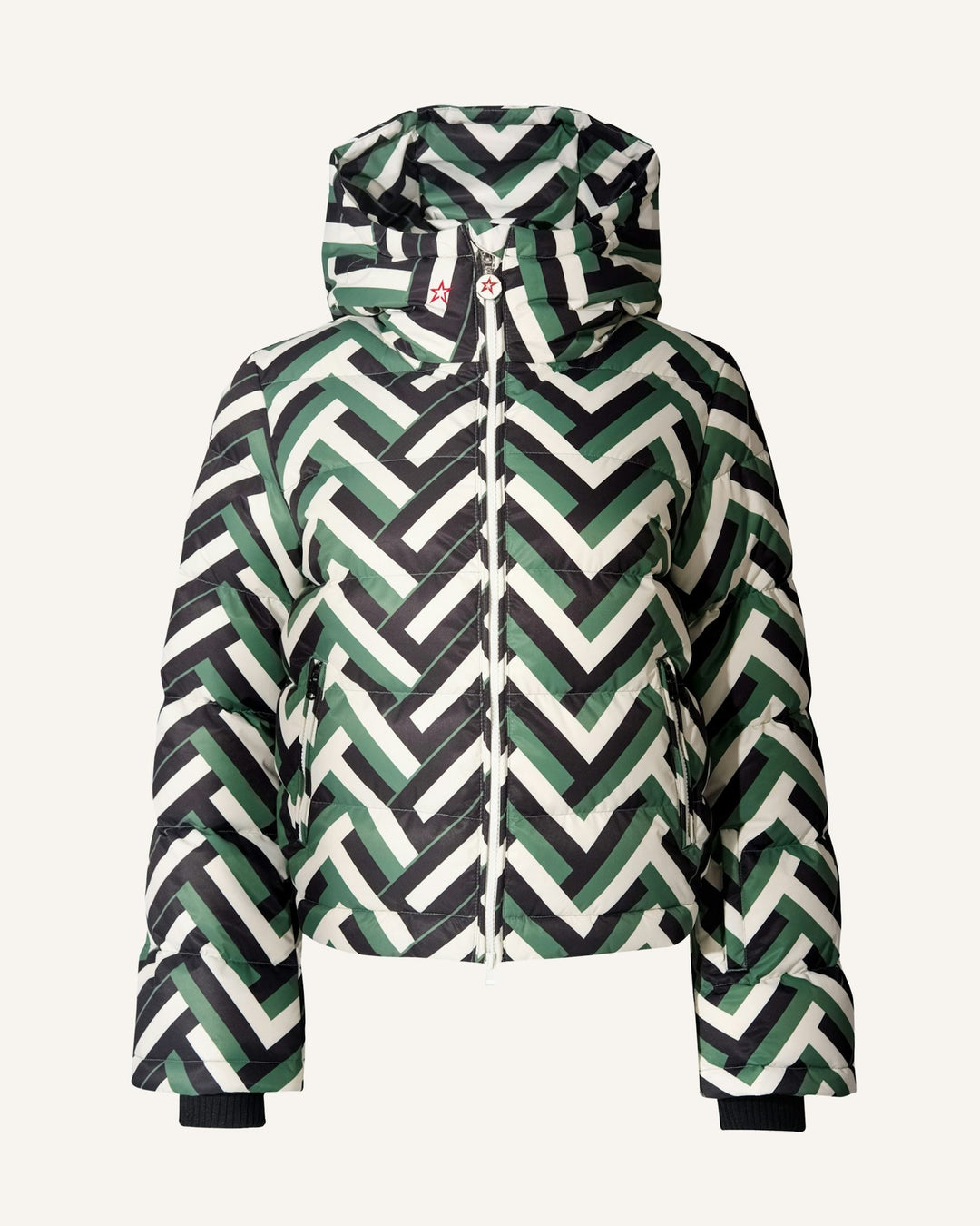 Veste matelassée de mode pour femmes avec capuche et motif géométrique frappant Chic & Stil