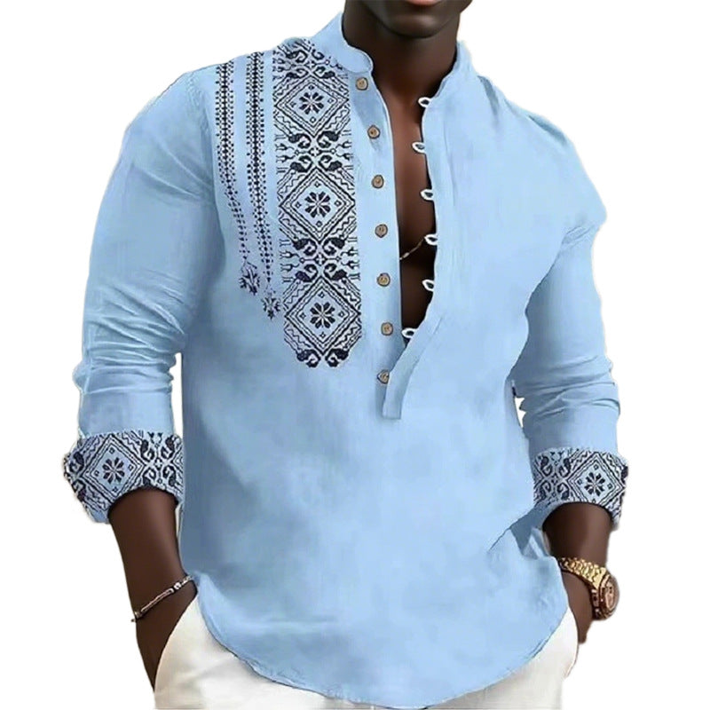 Men's trendy long sleeve shirt with elegant ethnic patterns Lune London