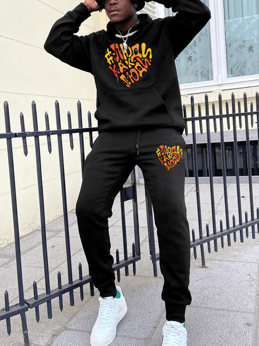 Men's hoodie and jogger pants set with striking heart pattern Lune London