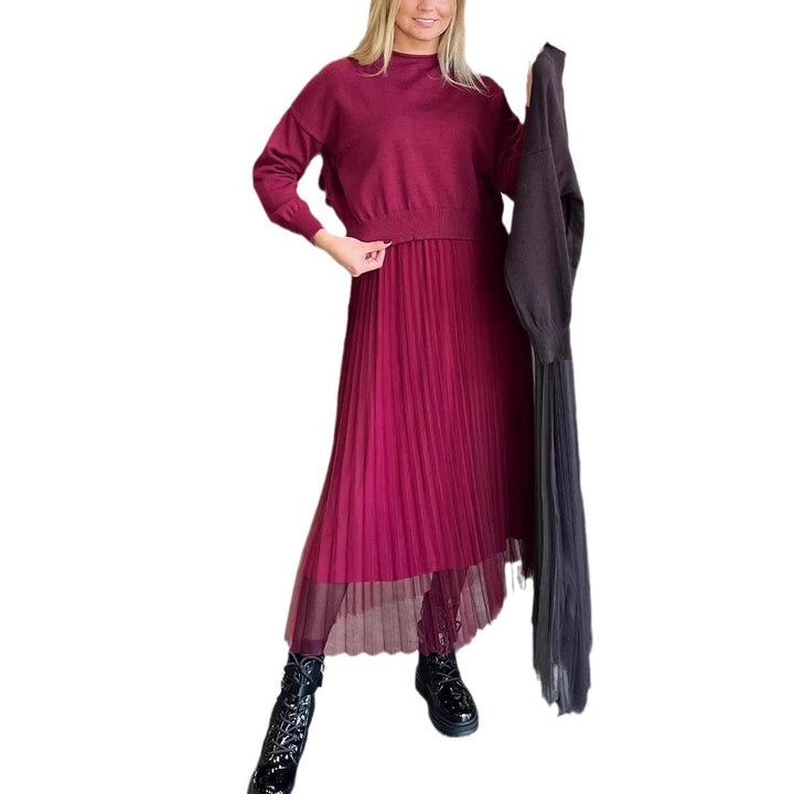 Women's Elegant Pleated Skirt and Sweater Set Lune London