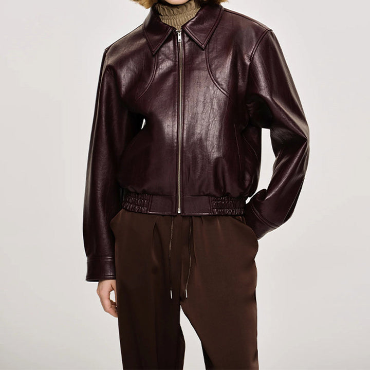 Ladies faux leather jacket with sporty design and elastic cuffs Lune London