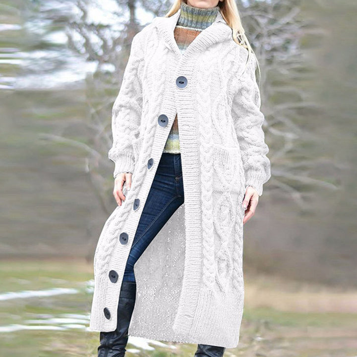 Women's knit coat with cable pattern and practical pockets Lune London