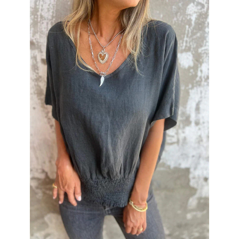 Lady casual top with elastic hem Lune London