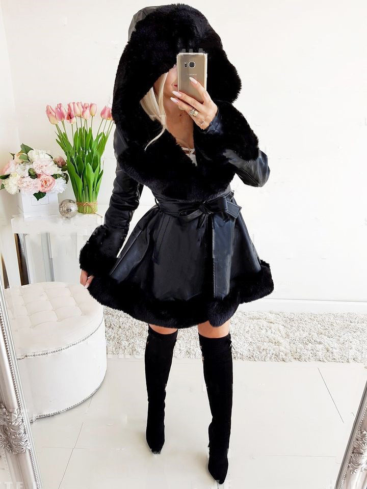 Trendy faux leather jacket for women with sherpa lining Lune London