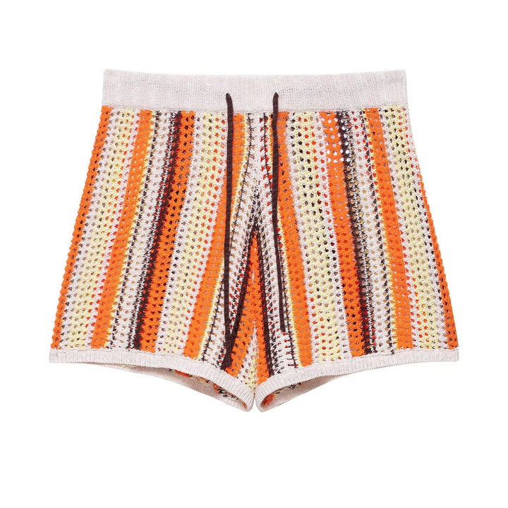 Shorts d'été rayés pour femmes en matériau aéré Lune London