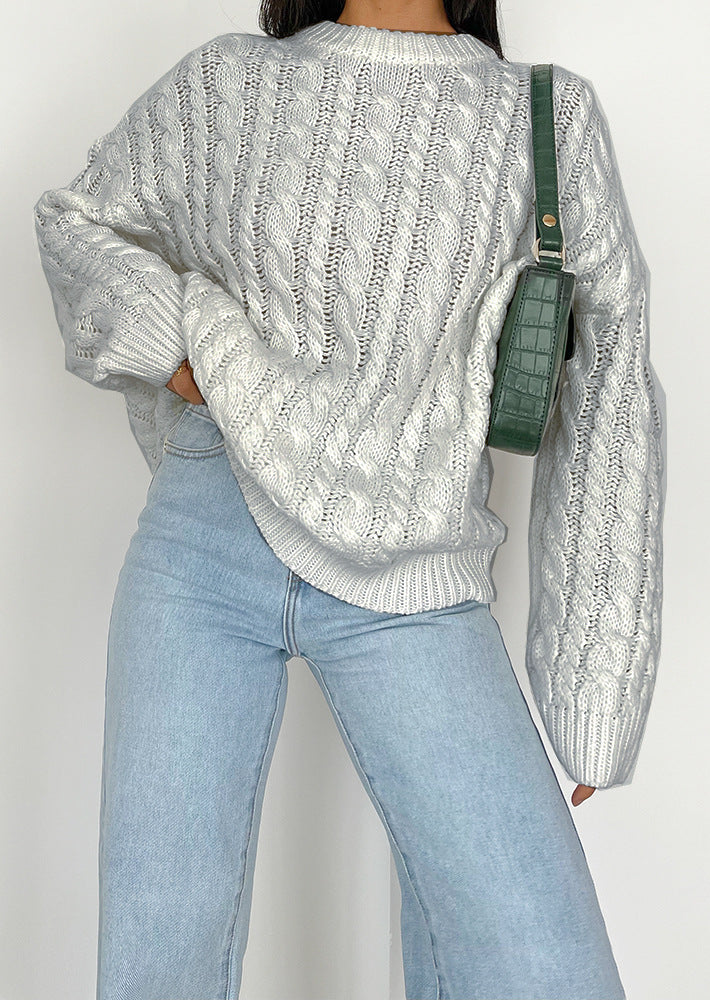 Chunky knit sweater for women with a refined twisted pattern in soft material Lune London