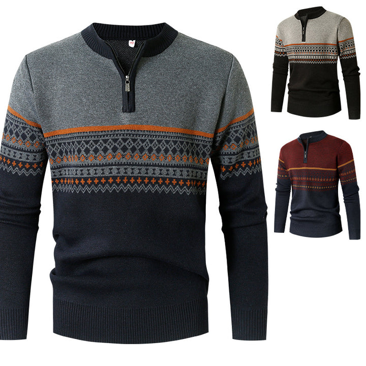 Men's sweater with modern zipper and geometric pattern Lune London