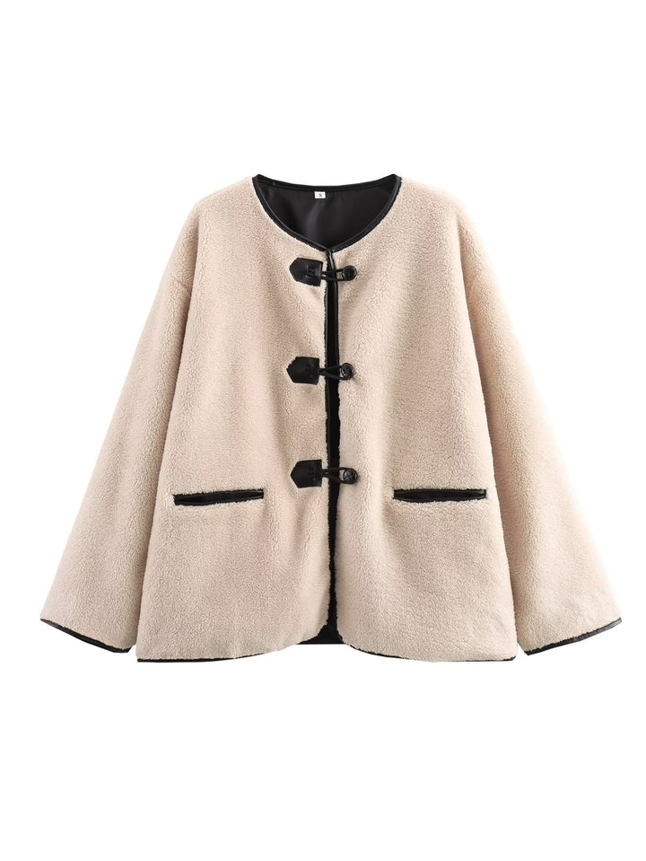 Ladies Soft Plush Clothing with Button Closure and Practical Pockets Lune London