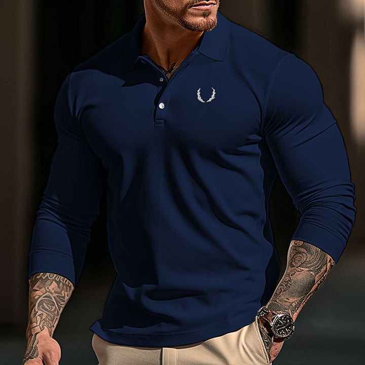 Long sleeve polo shirt for men, sporty, made of breathable material with an elegant collar Lune London