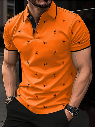 Short sleeve polo shirt for men with Lune London pattern