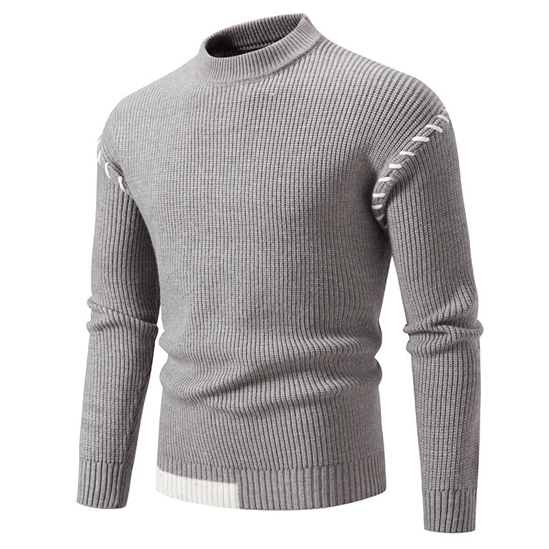 Trendy knitted sweater for men with a high collar and unique cable design Lune London