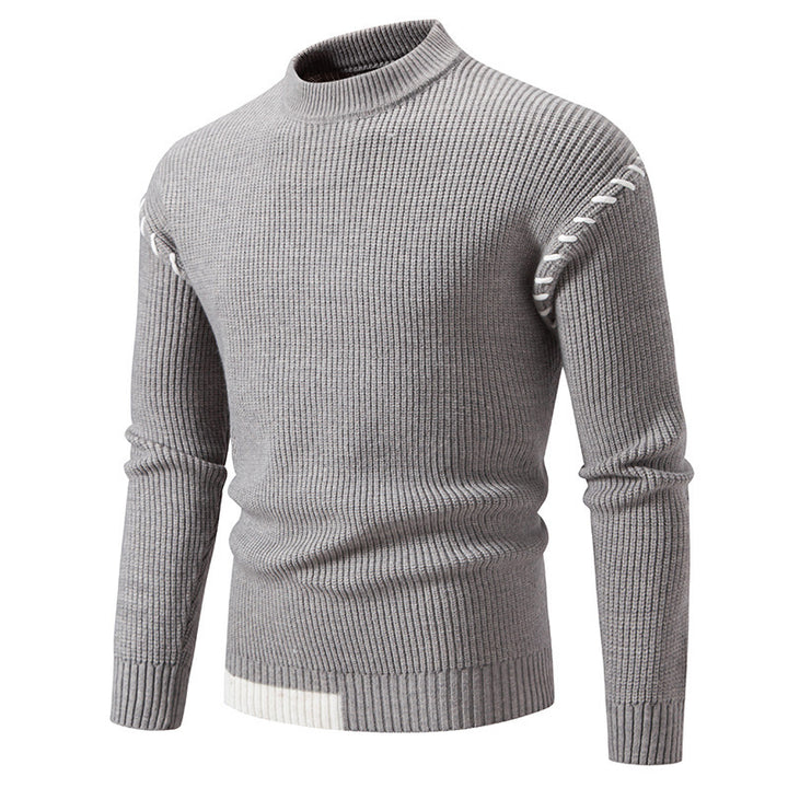 Trendy knitted sweater for men with a high collar and unique cable design Lune London