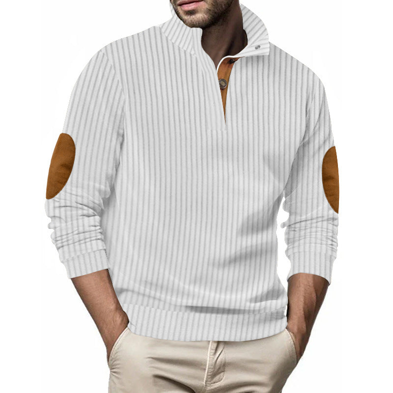 Quilted pullover for men with textured design and contrasting patches Lune London